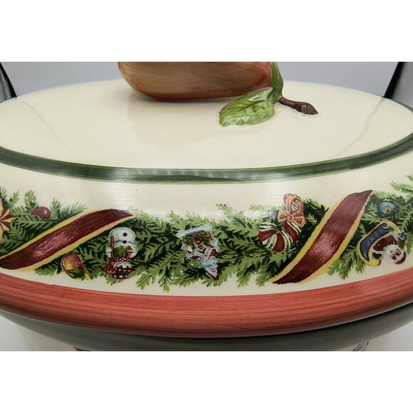 Vintage Christopher Radko Christophers Tree Nut Oval Ceramic Covered Dish - Picture 7 of 8